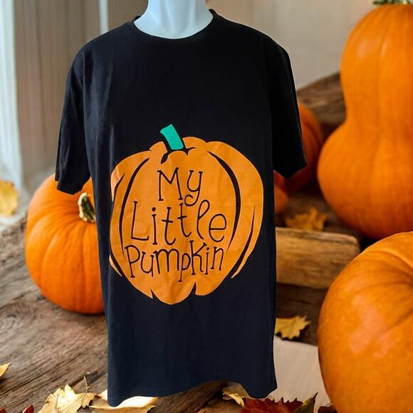 My Little Pumpkin Black and Orange Maternity T-shirt Halloween Mom Fall Mommy 2B - Picture 3 of 9